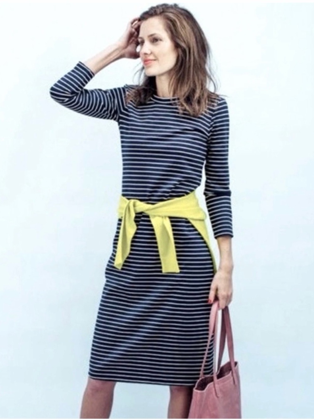 Sonnet James Navy and White Striped Midi Dress Size M